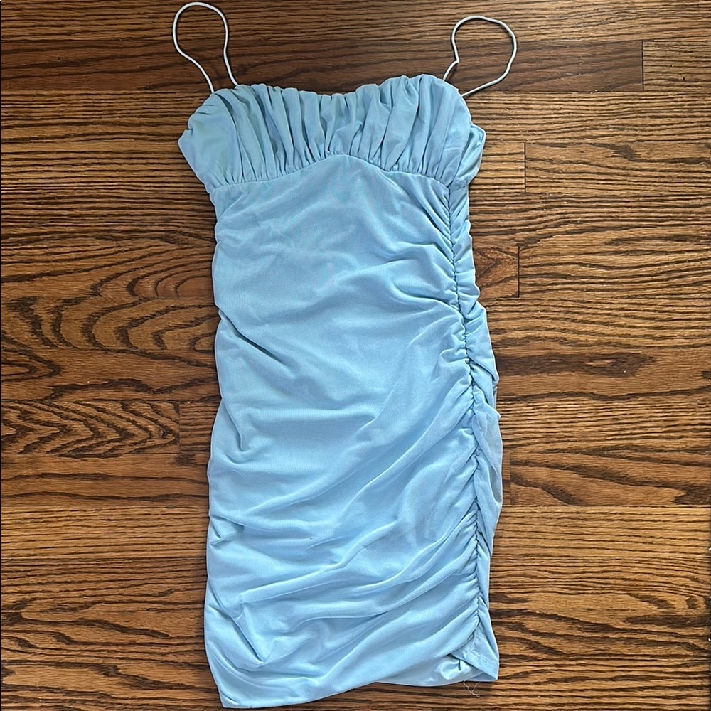 Princess Polly Sky Blue Gathered Dress